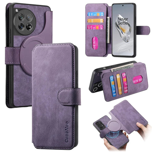 CASENEO For OnePlus 13 Magnetic Case  Detachable Leather Phone Wallet Cover - Purple - 1