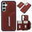 For Samsung Galaxy S25+ Case Card Bag Kickstand TPU + PU Phone Cover - Brown - 1