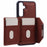 For Samsung Galaxy S25+ Case Card Bag Kickstand TPU + PU Phone Cover - Brown - 3
