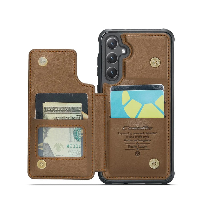 CASEME For Samsung Galaxy S25 Phone Case  C22 Leather Back Cover with RFID Blocking Card Slots - Brown - 3