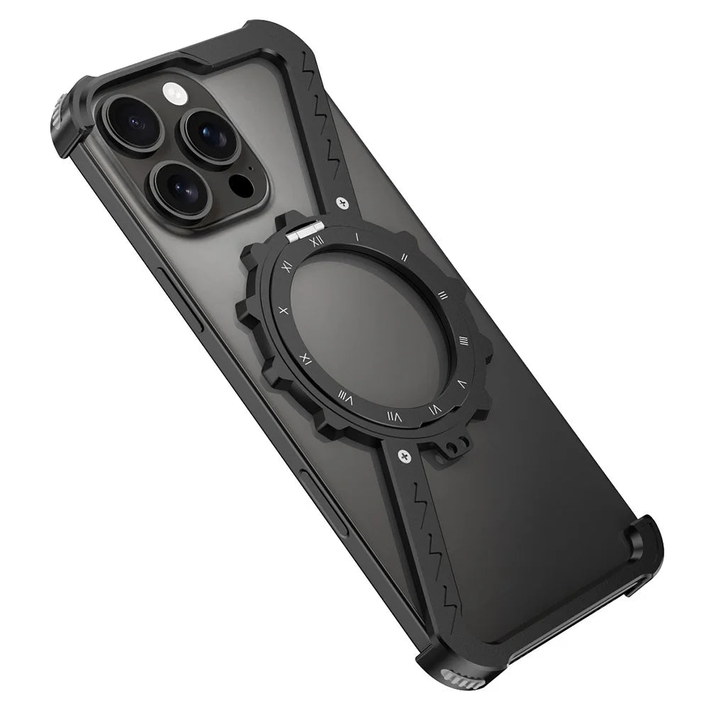 For iPhone 16 Plus / 14 Pro Max / 13 Pro Max Kickstand Case Compatible with MagSafe Z Shape Bumper Phone Cover - Black - 1