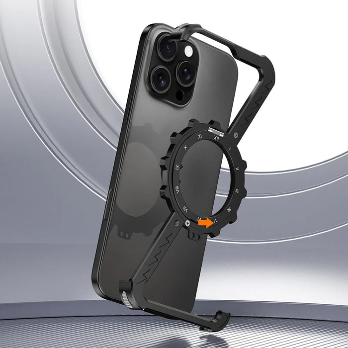 For iPhone 16 Plus / 14 Pro Max / 13 Pro Max Kickstand Case Compatible with MagSafe Z Shape Bumper Phone Cover - Black - 3