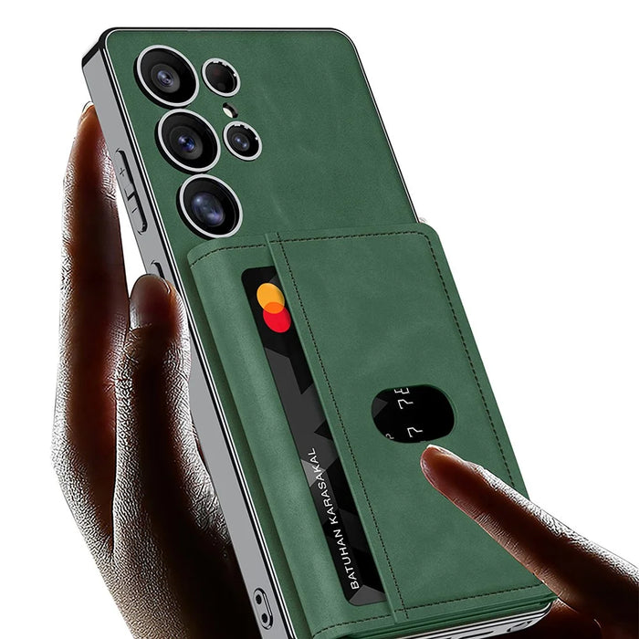 GKK For Samsung Galaxy S25 Ultra Matte Case PU TPU PC Phone Back Cover Magnetic Detachable Wallet - Green - 2