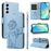 For Samsung Galaxy A55 5G Leather Case Wallet Phone Cover Dandelion Imprint - Sky Blue - 1