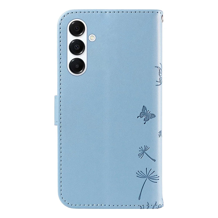 For Samsung Galaxy A55 5G Leather Case Wallet Phone Cover Dandelion Imprint - Sky Blue - 7