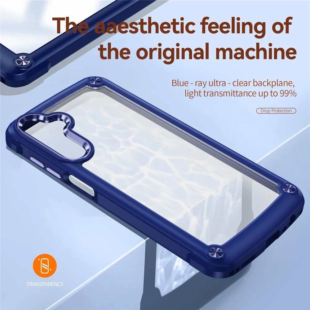 For Samsung Galaxy A37 5G / A36 5G Case Anti-Drop Alloy Lens Frame PC + TPU Phone Cover - Blue - 2