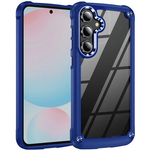 For Samsung Galaxy S24 FE Case Anti-Drop Alloy Lens Frame PC + TPU Phone Cover - Blue - 1