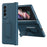 Drop-proof Phone Case for Samsung Galaxy Z Fold4 5G, Carbon Fiber Texture Protective Phone Cover with Kickstand - Cyan - 1