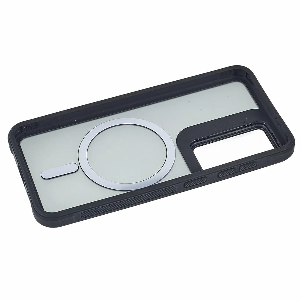 For Samsung Galaxy S25 / S24 Magnetic Case Lens Cover Kickstand Matte Back Cover - Black - 6