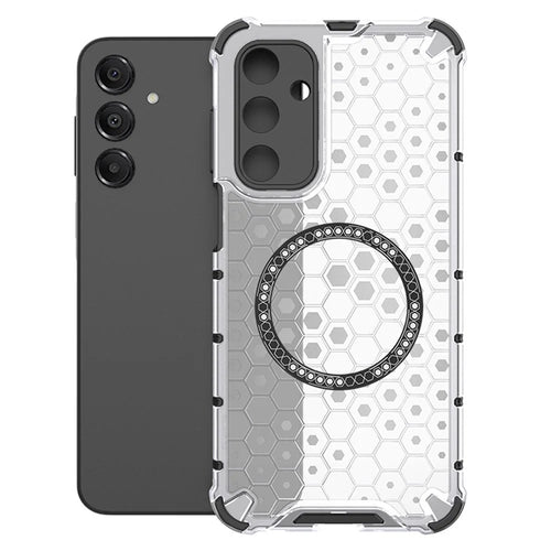 For Samsung Galaxy A16 5G  /  4G Magnetic Case Honeycomb Design TPU + PC Phone Cover - Transparent - 1