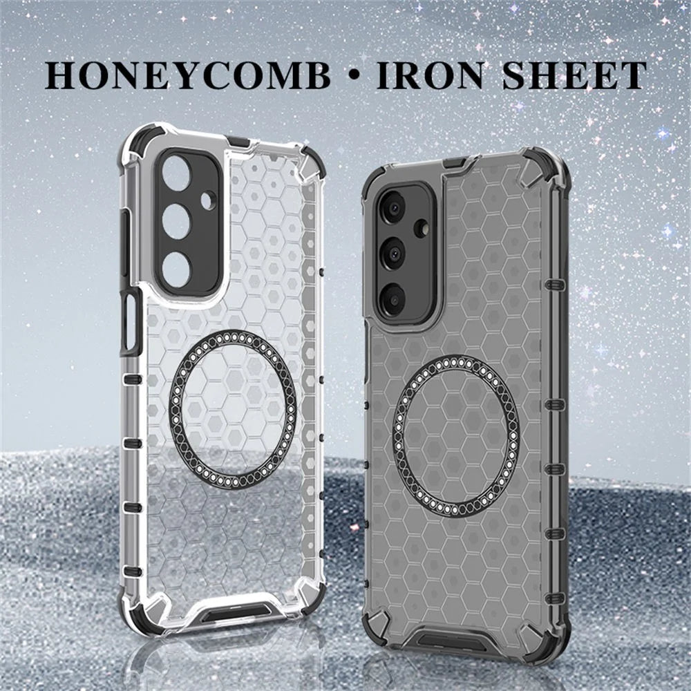 For Samsung Galaxy A16 5G  /  4G Magnetic Case Honeycomb Design TPU + PC Phone Cover - Transparent - 2