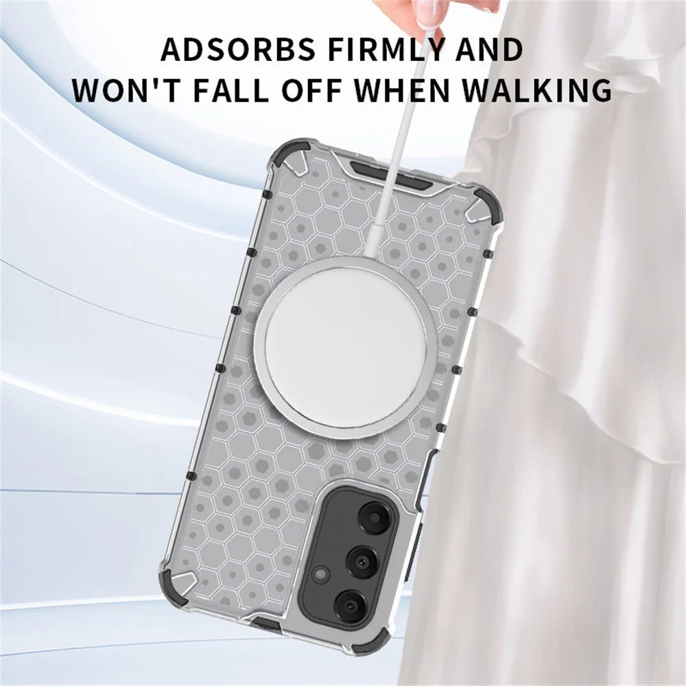 For Samsung Galaxy A16 5G  /  4G Magnetic Case Honeycomb Design TPU + PC Phone Cover - Transparent - 3