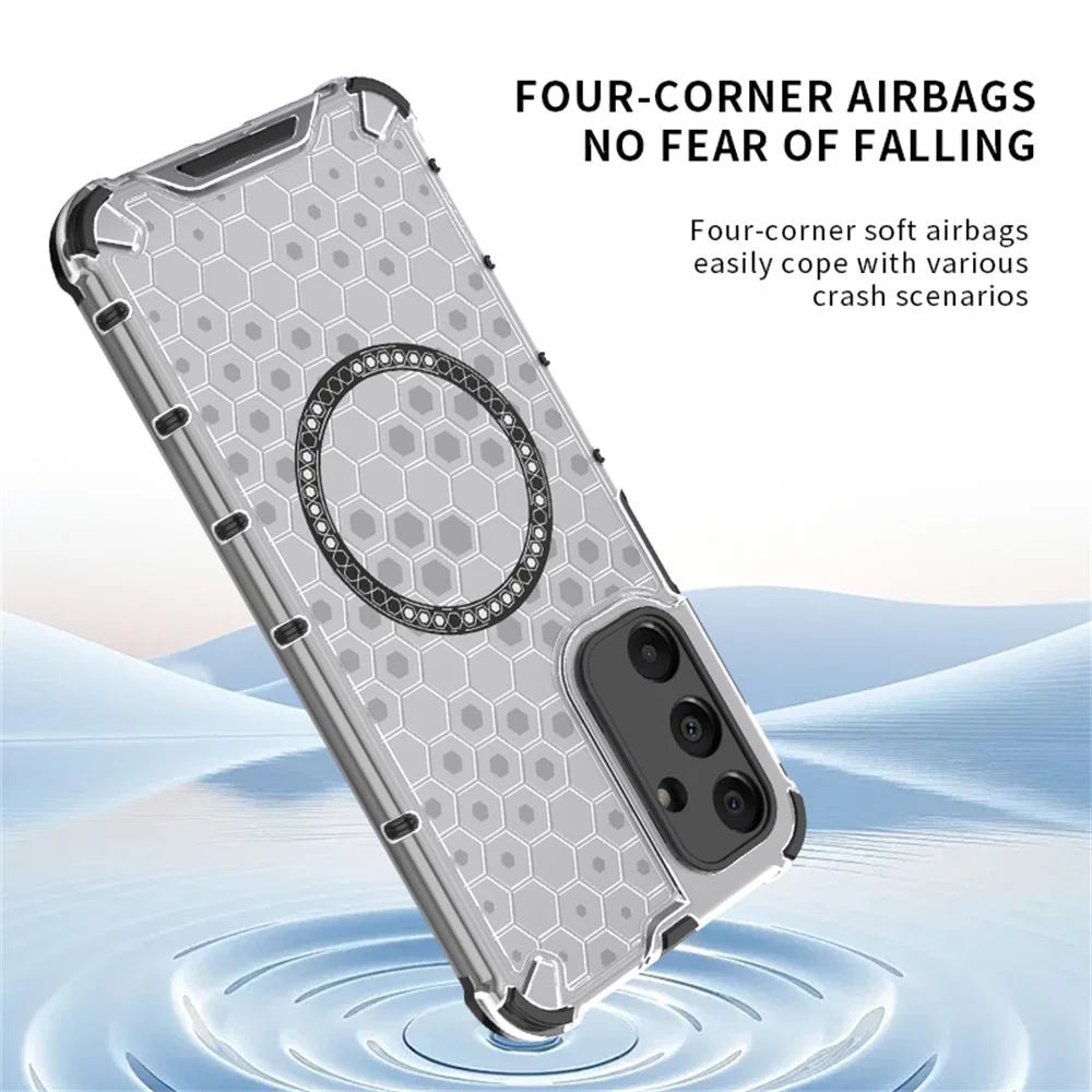 For Samsung Galaxy A16 5G  /  4G Magnetic Case Honeycomb Design TPU + PC Phone Cover - Transparent - 4