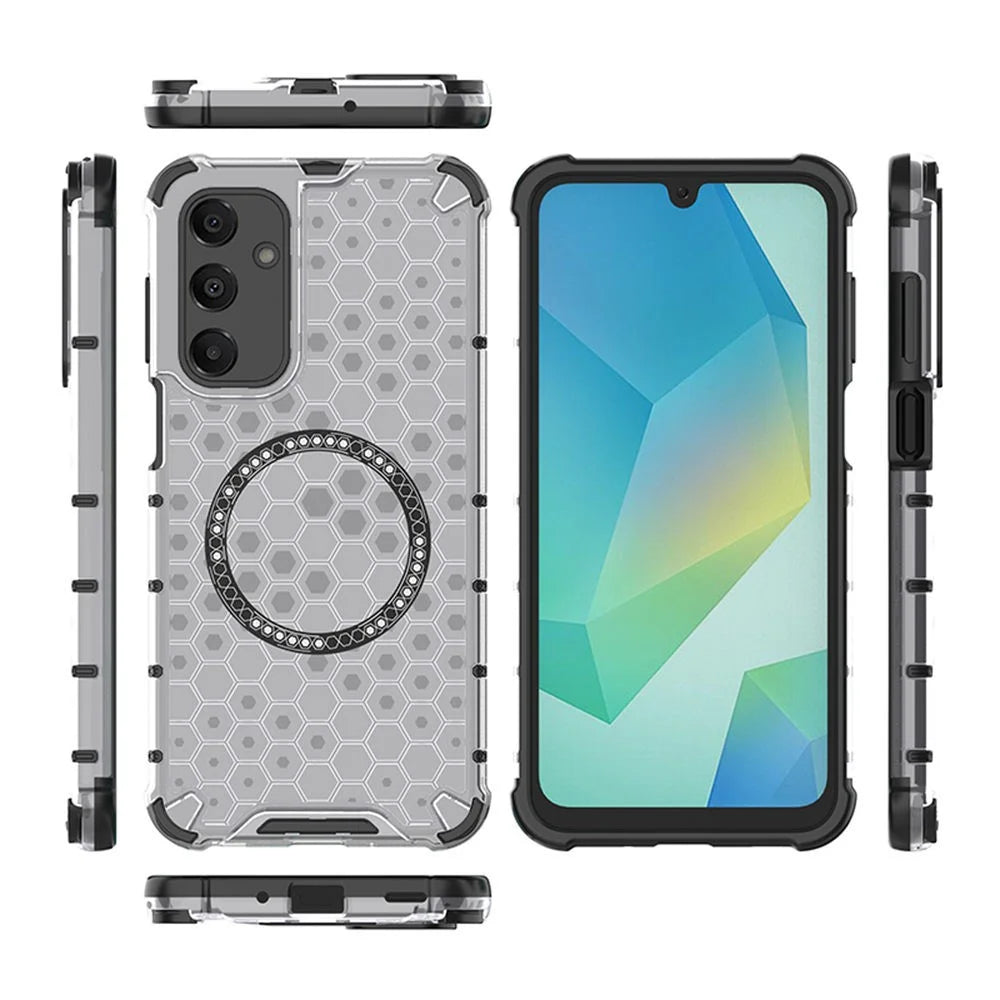 For Samsung Galaxy A16 5G  /  4G Magnetic Case Honeycomb Design TPU + PC Phone Cover - Transparent - 7