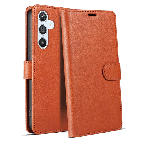 For Samsung Galaxy A26 5G Case Magnetic RFID Blocking Leather Phone Wallet Cover - Brown - 1