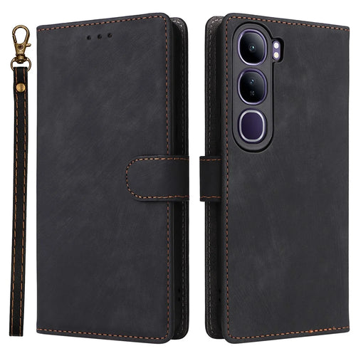 Wallet Phone Case for vivo V40 SE 5G 80W / V40 Lite (Indonesia) 4G / 5G RFID Blocking PU Leather Cover Stand View - Black - 1