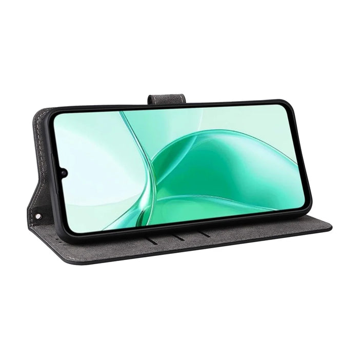For ZTE Blade A35 / Blade A55 Wallet Case RFID Blocking PU Leather Cover Stand View - Black - 3