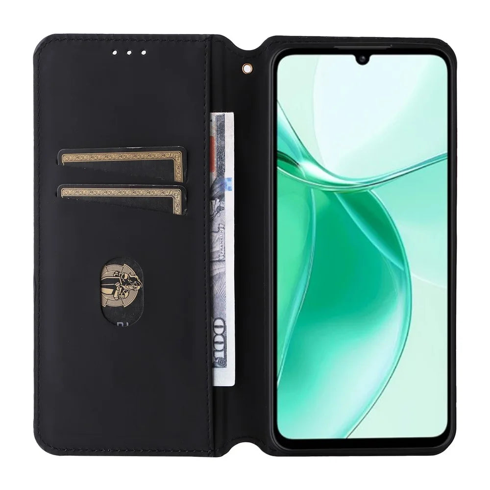 For ZTE Blade A35 / Blade A55 Wallet Case Rhombus Imprinted Leather Phone Cover - Silver - 2