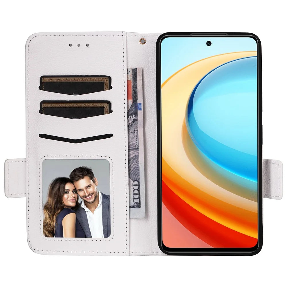 For ZTE Blade A75 5G / nubia Focus Case with Wrist Strap Litchi Texture PU Leather Wallet Phone Cover - White - 2