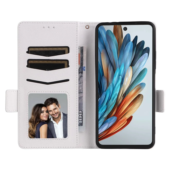 For ZTE nubia Music Case with Wrist Strap Litchi Texture PU Leather Wallet Phone Cover - White - 2
