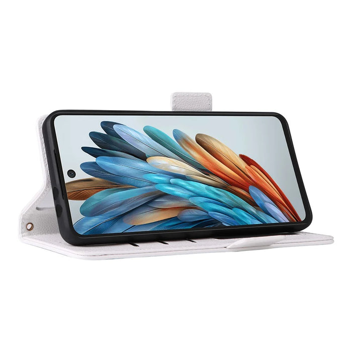 For ZTE nubia Music Case with Wrist Strap Litchi Texture PU Leather Wallet Phone Cover - White - 3