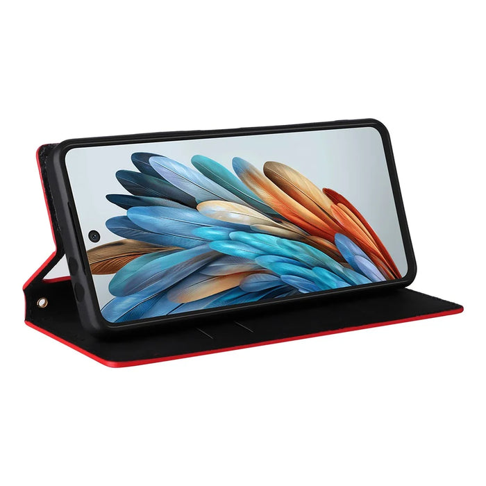 For ZTE nubia Music Wallet Case Rhombus Imprinted Leather Phone Cover - Red - 3