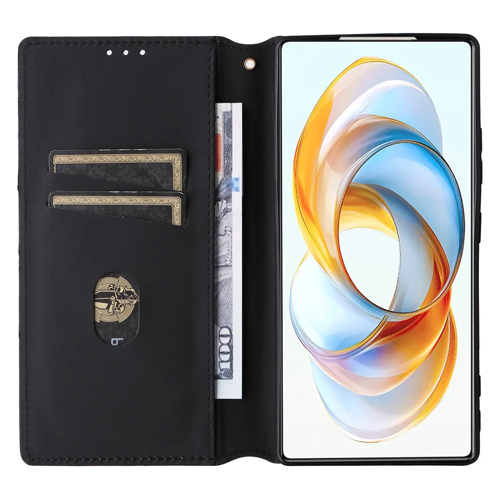 For ZTE nubia Z70S Ultra 5G / nubia Z70 Ultra 5G Wallet Case Rhombus Imprinted Leather Phone Cover - Red - 2