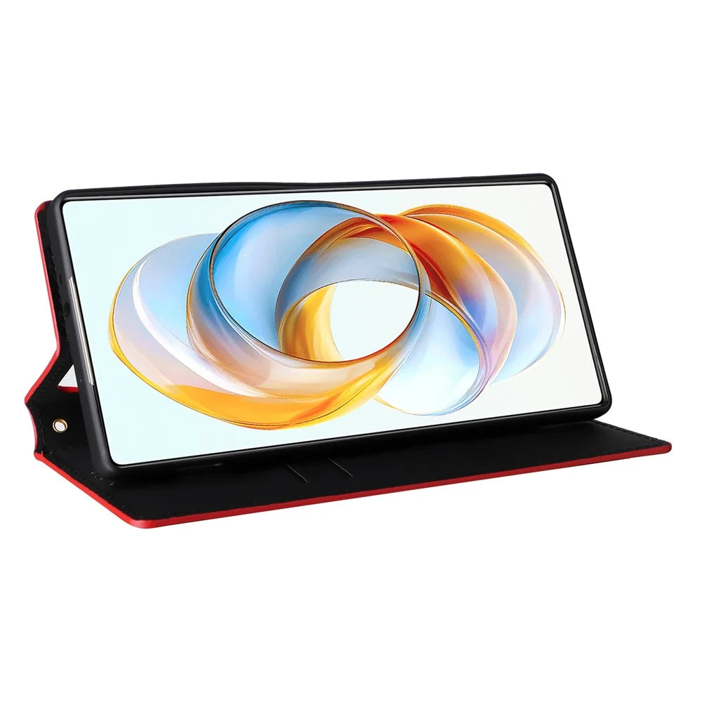 For ZTE nubia Z70S Ultra 5G / nubia Z70 Ultra 5G Wallet Case Rhombus Imprinted Leather Phone Cover - Red - 3