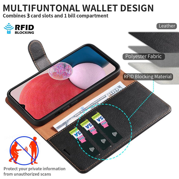 For Samsung Galaxy A36 5G Case Magnetic RFID Blocking Leather Phone Wallet Cover - Blue - 5