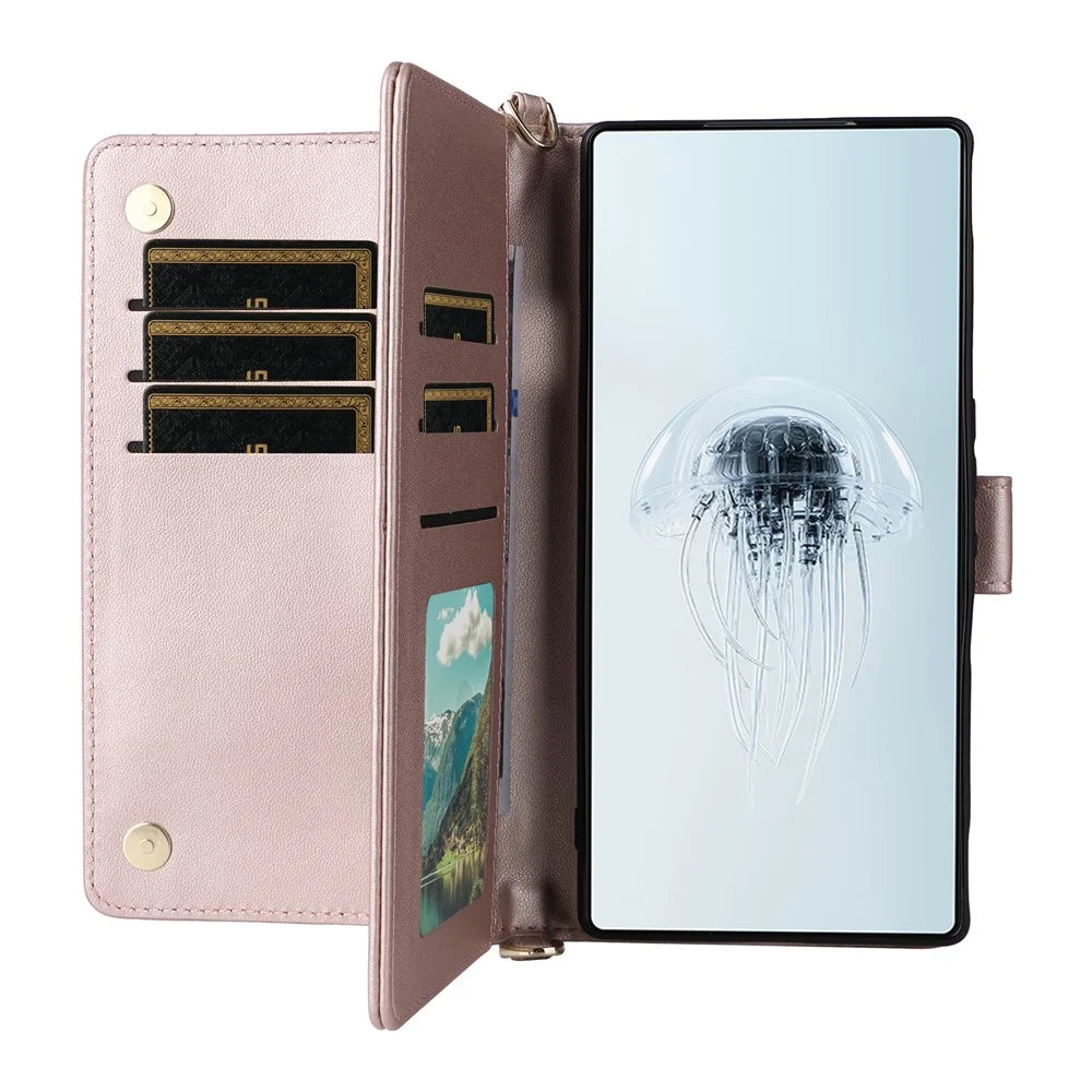 For ZTE nubia Red Magic 10 Pro 5G / 10 Pro+ 5G Wallet Case with Shoulder / Wrist Strap Leather Phone Cover Stand - Pink - 2