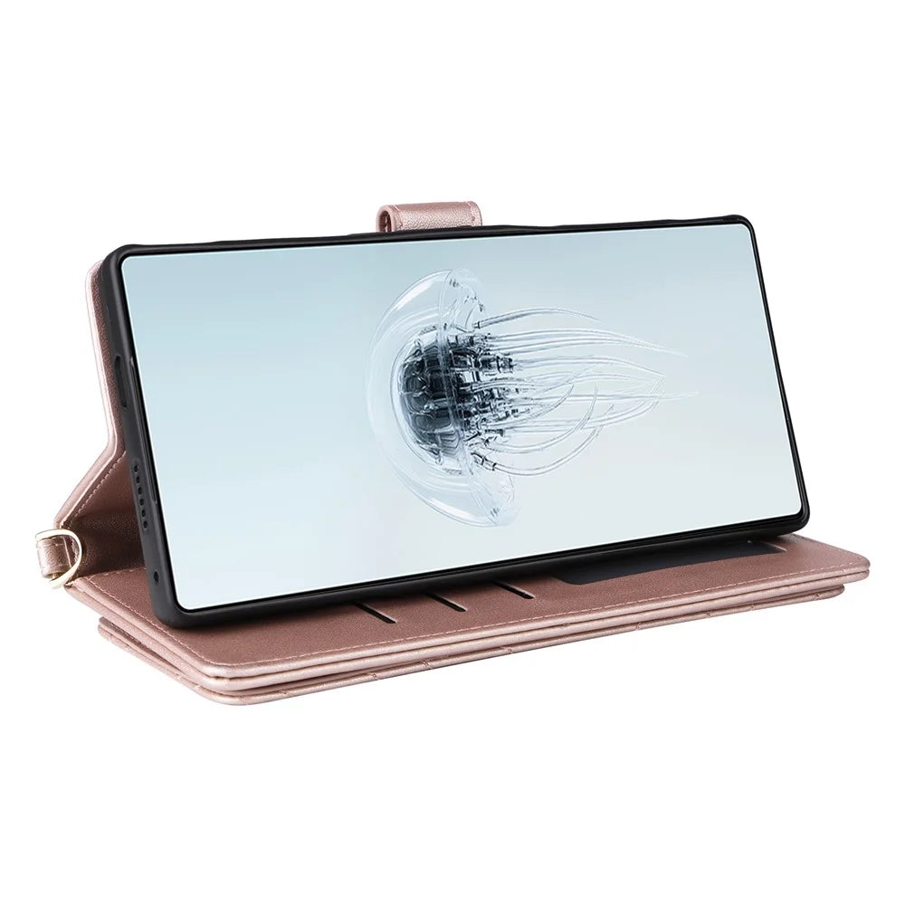 For ZTE nubia Red Magic 10 Pro 5G / 10 Pro+ 5G Wallet Case with Shoulder / Wrist Strap Leather Phone Cover Stand - Pink - 5
