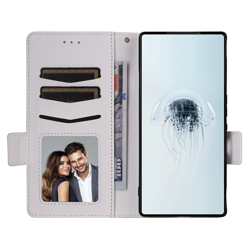 For ZTE nubia Red Magic 10 Pro 5G / 10 Pro+ 5G Case with Wrist Strap Litchi Texture PU Leather Wallet Phone Cover - White - 2