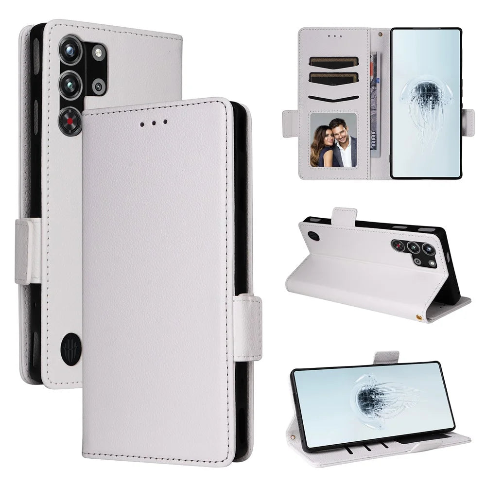 For ZTE nubia Red Magic 10 Pro 5G / 10 Pro+ 5G Case with Wrist Strap Litchi Texture PU Leather Wallet Phone Cover - White - 7