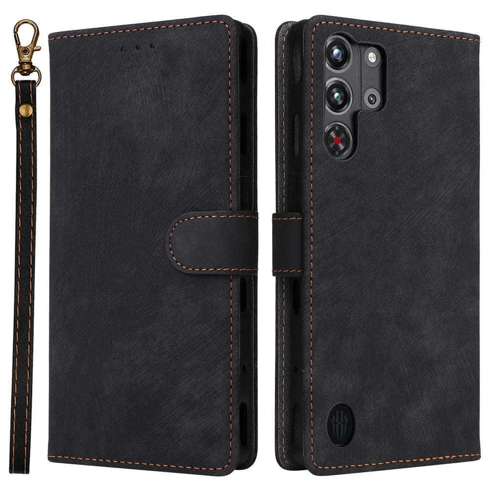 For ZTE nubia Red Magic 10 Pro 5G / 10 Pro+ 5G Wallet Case RFID Blocking PU Leather Cover Stand View - Black - 1