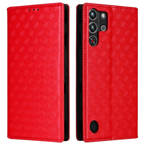 For ZTE nubia Red Magic 10 Pro 5G / 10 Pro+ 5G Wallet Case Rhombus Imprinted Leather Phone Cover - Red - 1