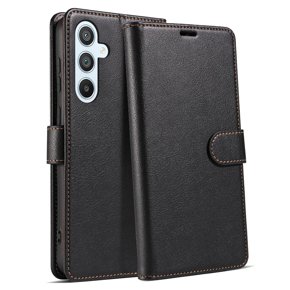 For Samsung Galaxy A56 5G Case Magnetic RFID Blocking Leather Phone Wallet Cover - Black - 1