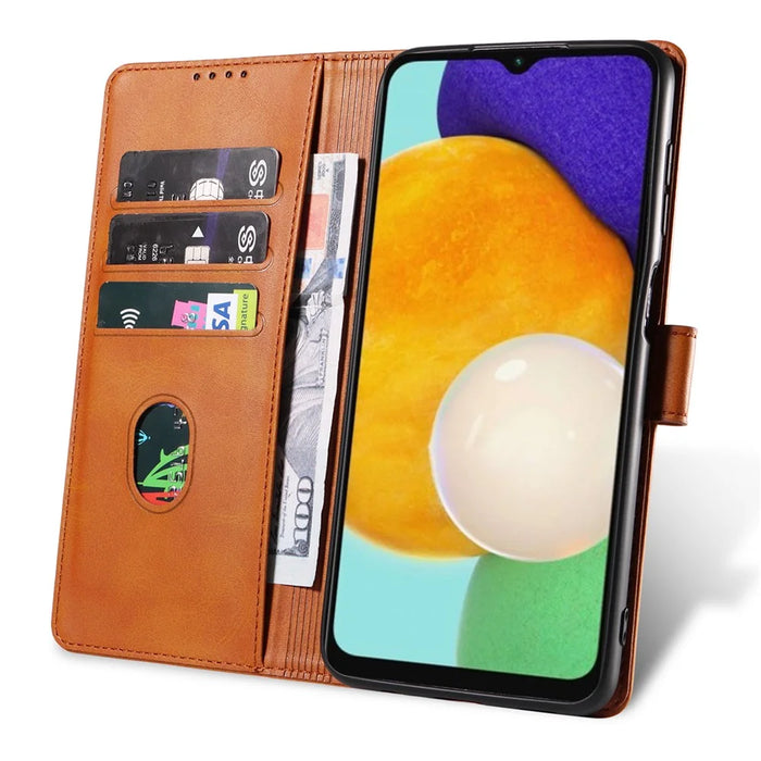 For Samsung Galaxy A26 5G Case Leather Stand Phone Shell with Magnetic Closure - Khaki - 2