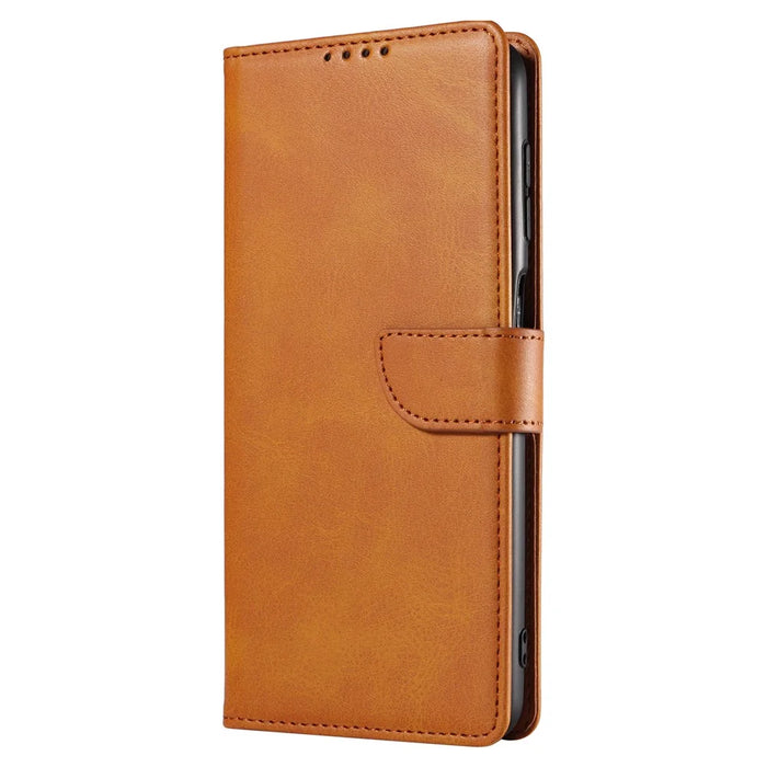 For Samsung Galaxy A26 5G Case Leather Stand Phone Shell with Magnetic Closure - Khaki - 7