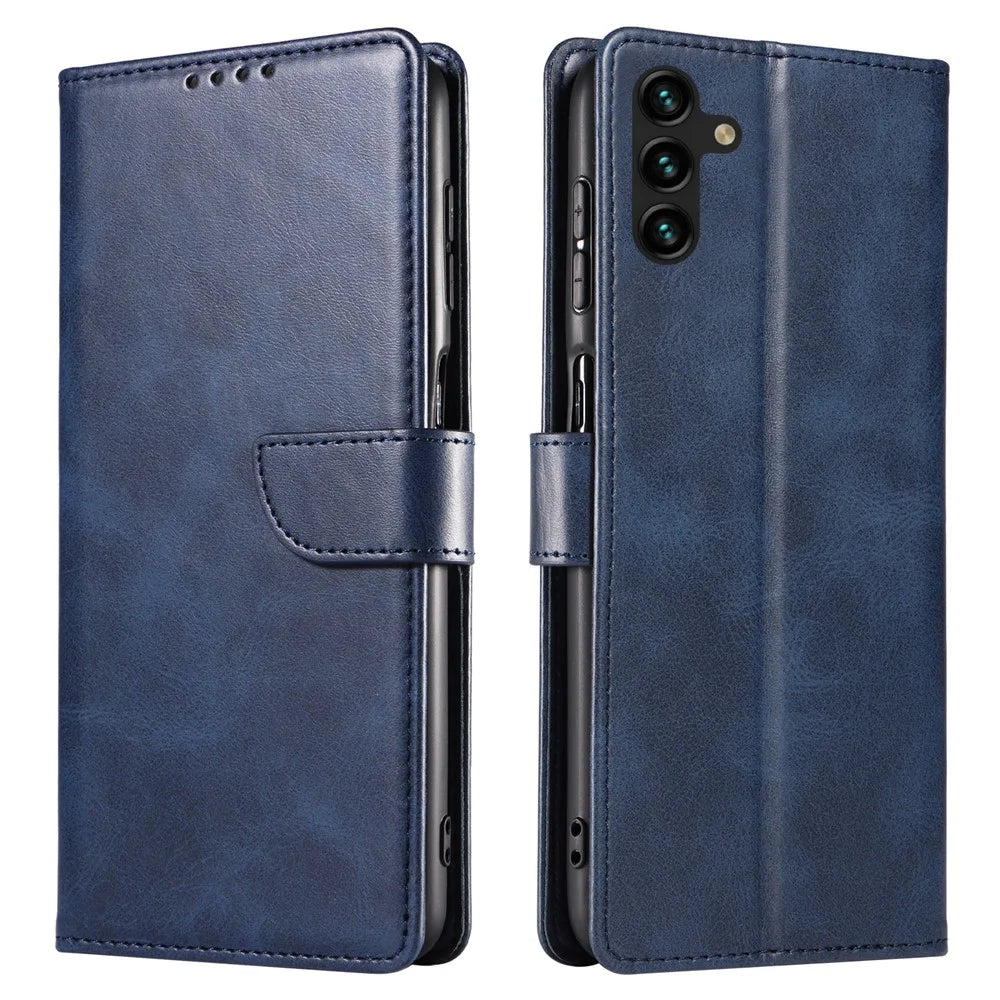 For Samsung Galaxy A56 5G Case Leather Stand Phone Shell with Magnetic Closure - Blue - 1