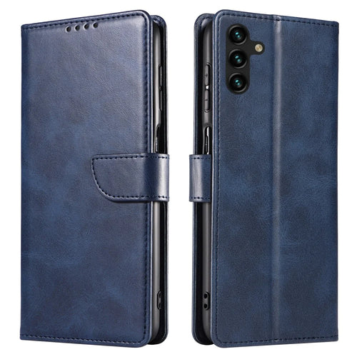 For Samsung Galaxy A56 5G Case Leather Stand Phone Shell with Magnetic Closure - Blue - 1