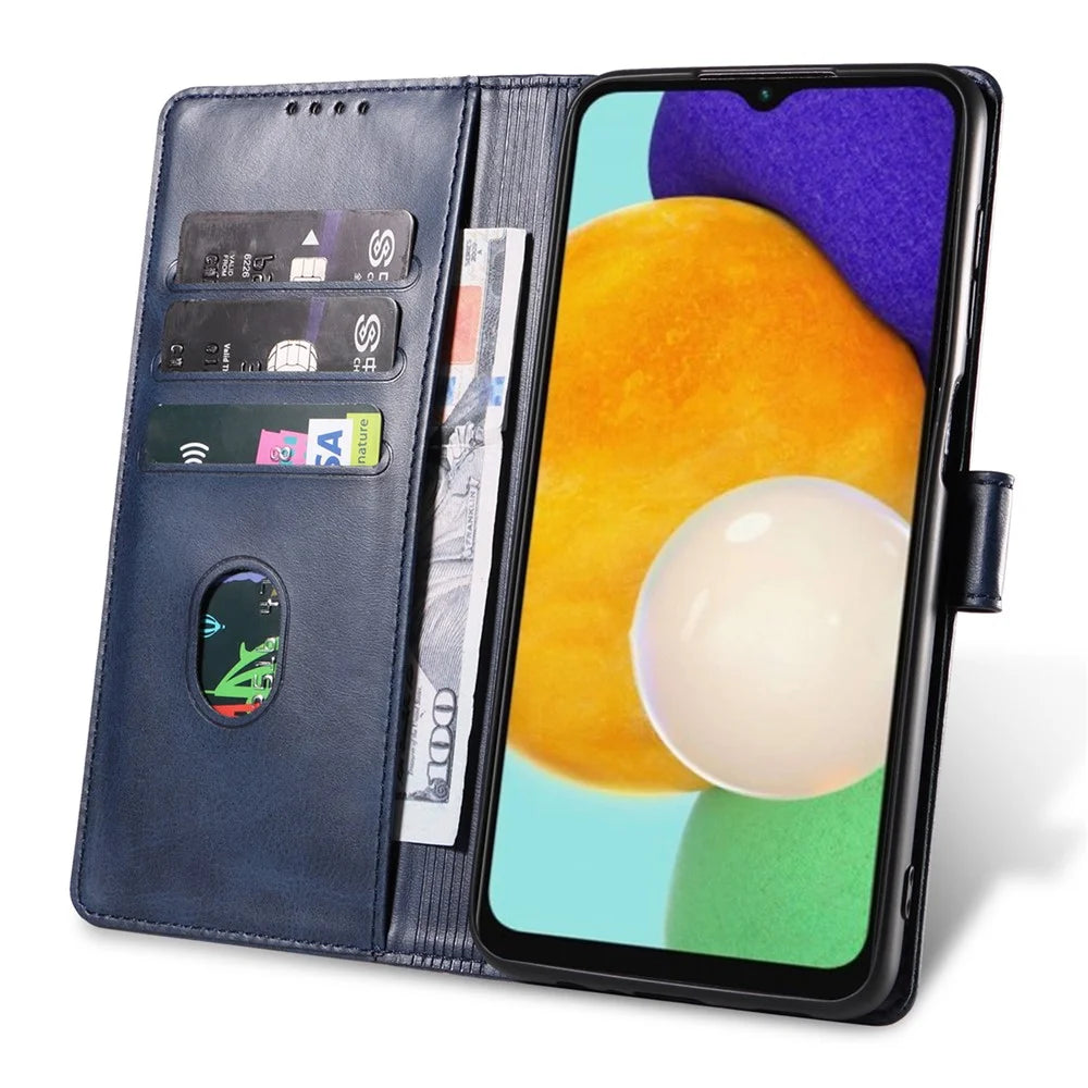 For Samsung Galaxy A56 5G Case Leather Stand Phone Shell with Magnetic Closure - Blue - 2