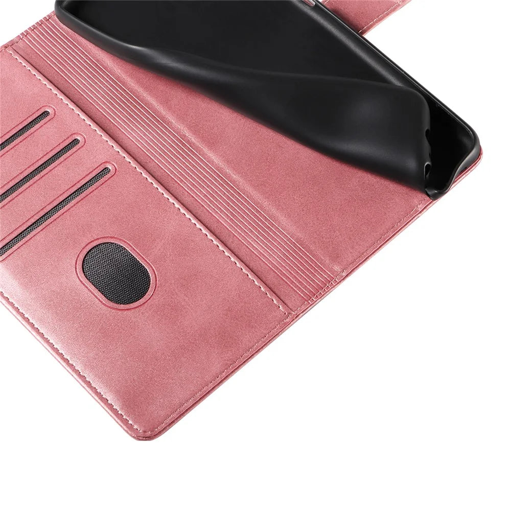 For Samsung Galaxy A16 5G  /  4G Case Leather Stand Phone Shell with Magnetic Closure - Rose Gold - 5