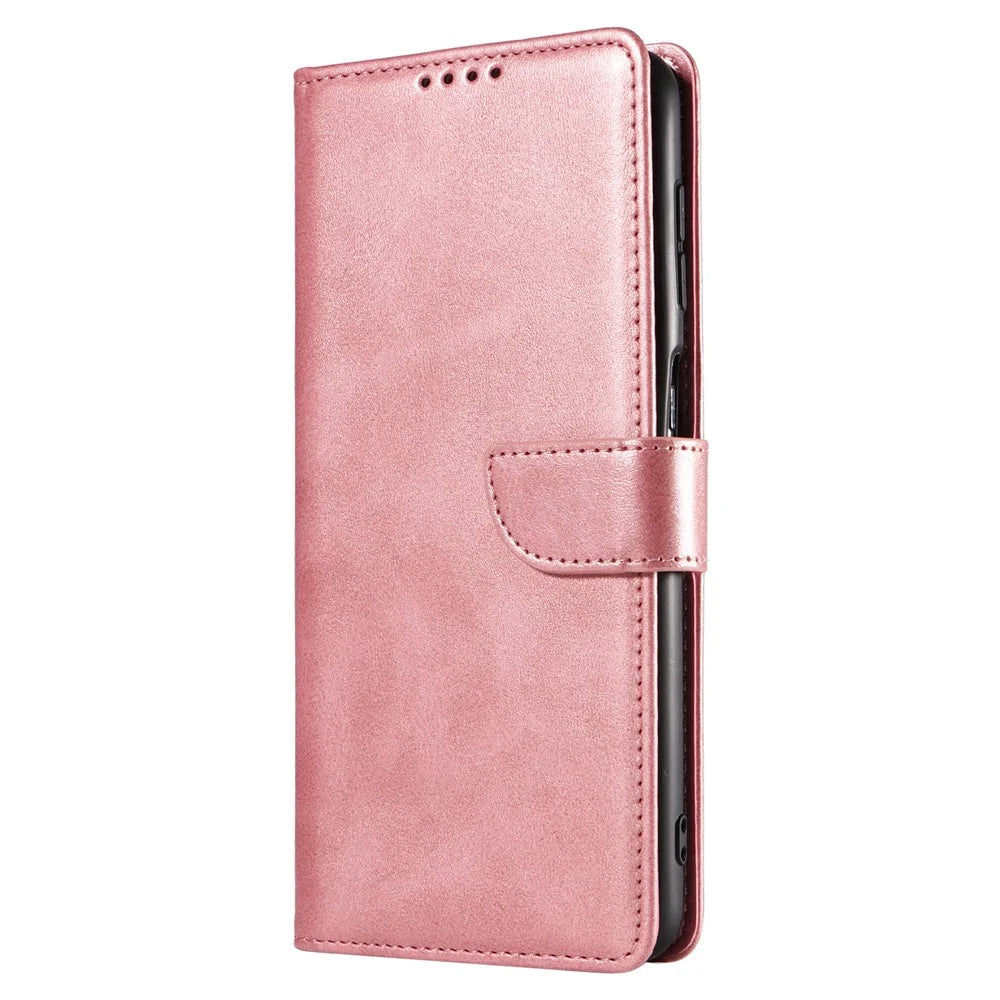 For Samsung Galaxy A16 5G  /  4G Case Leather Stand Phone Shell with Magnetic Closure - Rose Gold - 7