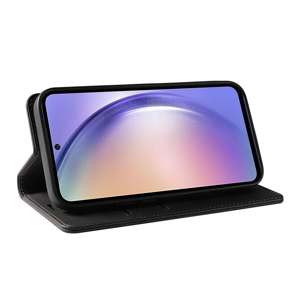 For Samsung Galaxy A16 5G  /  4G Case Wristband Design Stand Magnetic Leather Phone Wallet Cover - Black - 3