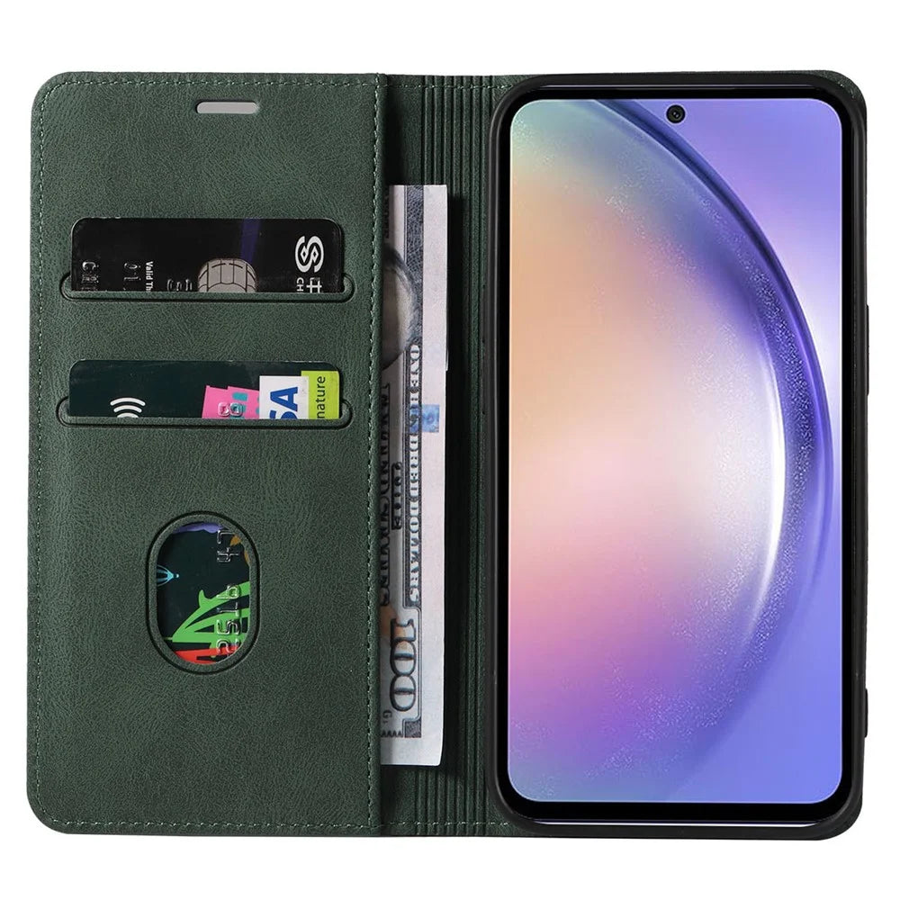 For Samsung Galaxy A36 5G Case Wristband Design Stand Magnetic Leather Phone Wallet Cover - Green - 2