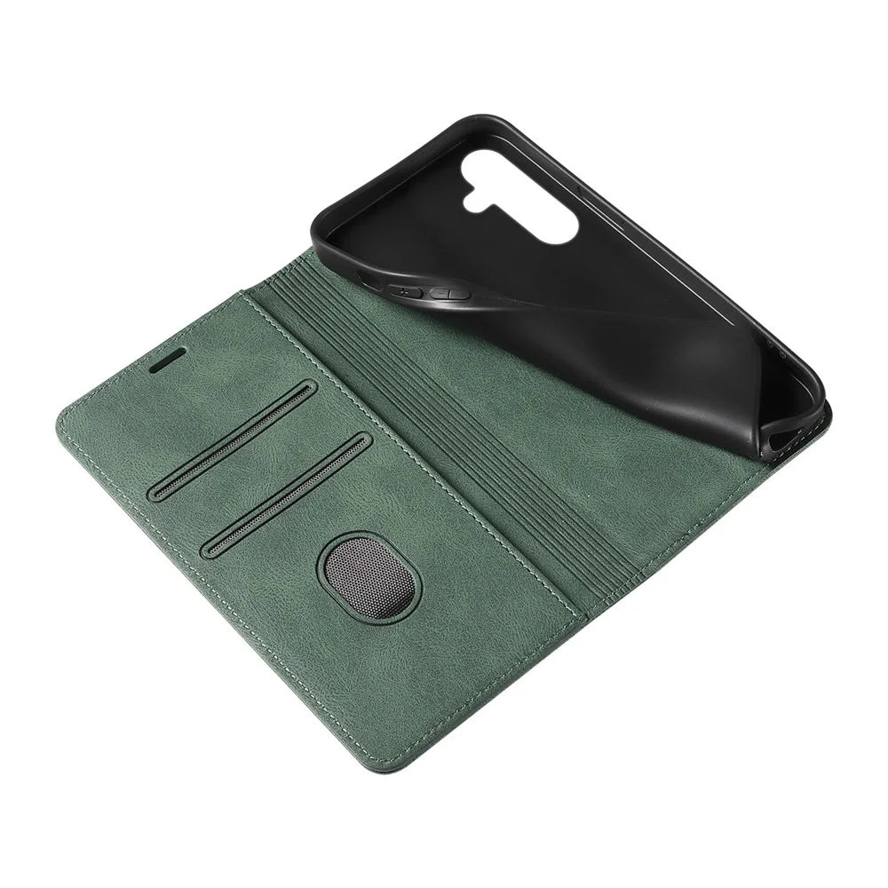 For Samsung Galaxy A36 5G Case Wristband Design Stand Magnetic Leather Phone Wallet Cover - Green - 7
