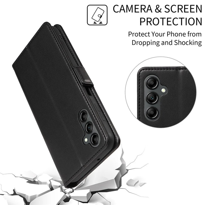 For Samsung Galaxy A16 5G  /  4G Case Side Magnetic Clasp RFID Blocking Leather Phone Wallet Cover - Black - 4