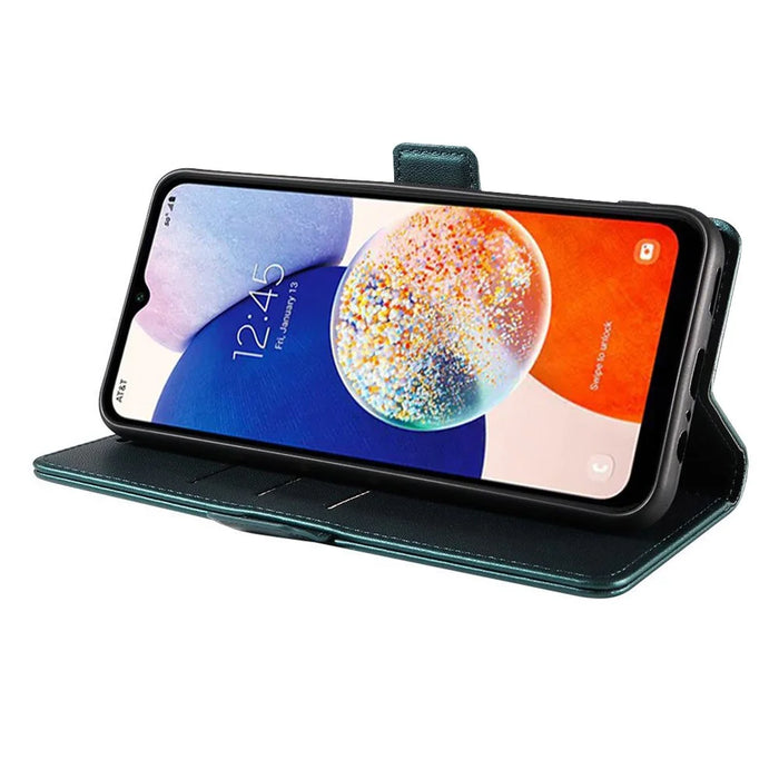 For Samsung Galaxy A36 5G Case Side Magnetic Clasp RFID Blocking Leather Phone Wallet Cover - Dark Green - 3