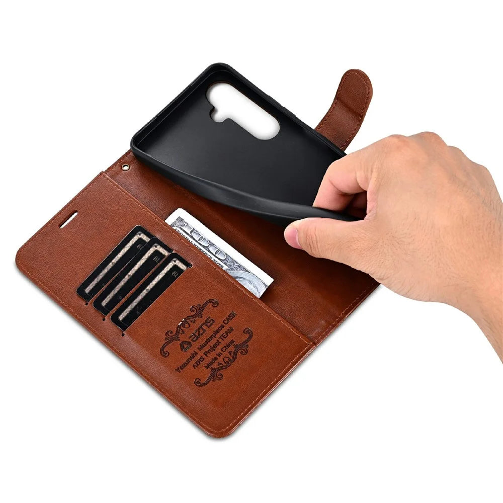 AZNS For Samsung Galaxy A36 5G Case Anti-Scratch PU Leather Stand Wallet Phone Cover - Brown - 5