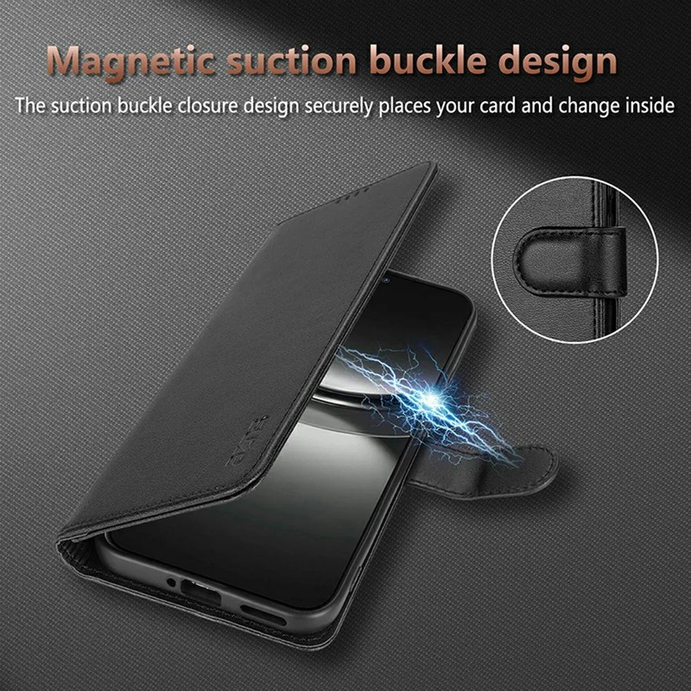 AZNS For Samsung Galaxy A26 5G Case PU Leather Wallet Phone Cover - Black - 7
